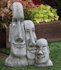 Velihome outdoor statues decoration,statue path lights,solar pathway lights,solar path lights outdoor,see hear speak no evil garden easter island statues,creative garden resin sculpture outdoor (abc) $73.99. Triple Heads Sculpture Large Easter Island Head Statue