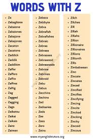 4 · zafu · zags · zany · zaps ; Words That Start With Z List Of Z Words With Useful Example Sentences My English Tutors