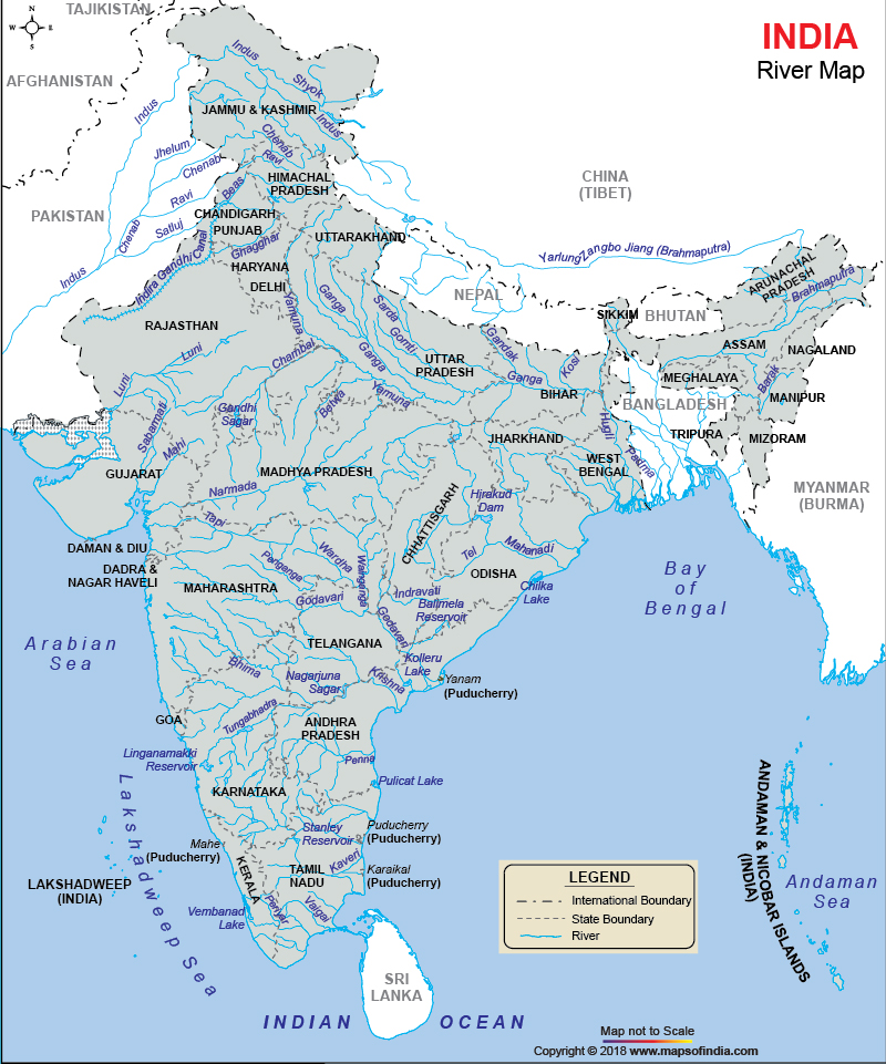 Rivers Map Of India In Hindi - United States Map