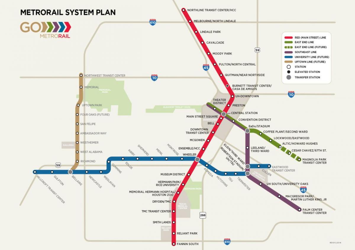 Houston mapa de trenes