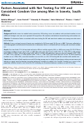 Cover page: Factors Associated with Not Testing For HIV and Consistent Condom Use among Men in Soweto, South Africa