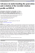 Cover page: Advances in understanding the generation and evolution of the toroidal rotation profile on DIII-D