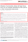 Cover page: Ubiquity of synonymity: almost all large binary trees are not uniquely identified by their spectra or their immanantal polynomials