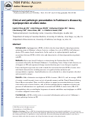 Cover page: Clinical and pathologic presentation in Parkinson's disease by apolipoprotein e4 allele status