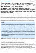 Cover page: Estimation of HIV incidence in a large, community-based, randomized clinical trial: NIMH project accept (HIV Prevention Trials Network 043).