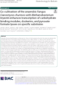 Cover page: Co‑cultivation of the anaerobic fungus Caecomyces churrovis with Methanobacterium bryantii enhances transcription of carbohydrate binding modules, dockerins, and pyruvate formate lyases on specific substrates