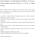 Cover page: Lattice Dynamics and Optoelectronic Properties of Vacancy-Ordered Double Perovskite Cs2TeX6 (X = Cl–, Br–, I–) Single Crystals