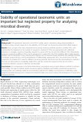 Cover page: Stability of operational taxonomic units: an important but neglected property for analyzing microbial diversity