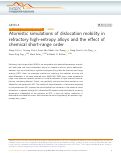 Cover page: Atomistic simulations of dislocation mobility in refractory high-entropy alloys and the effect of chemical short-range order