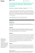 Cover page: Curriculum Design and Implementation of the Emergency Medicine Chief Resident Incubator