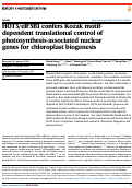 Cover page of HOT3/eIF5B1 confers Kozak motif-dependent translational control of photosynthesis-associated nuclear genes for chloroplast biogenesis.