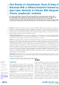 Cover page: Final Results of a Randomized, Phase III Study of Rituximab With or Without Idelalisib Followed by Open-Label Idelalisib in Patients With Relapsed Chronic Lymphocytic Leukemia.