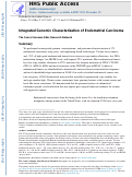 Cover page: Integrated genomic characterization of endometrial carcinoma