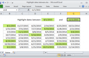 Excel formula: Highlight dates between