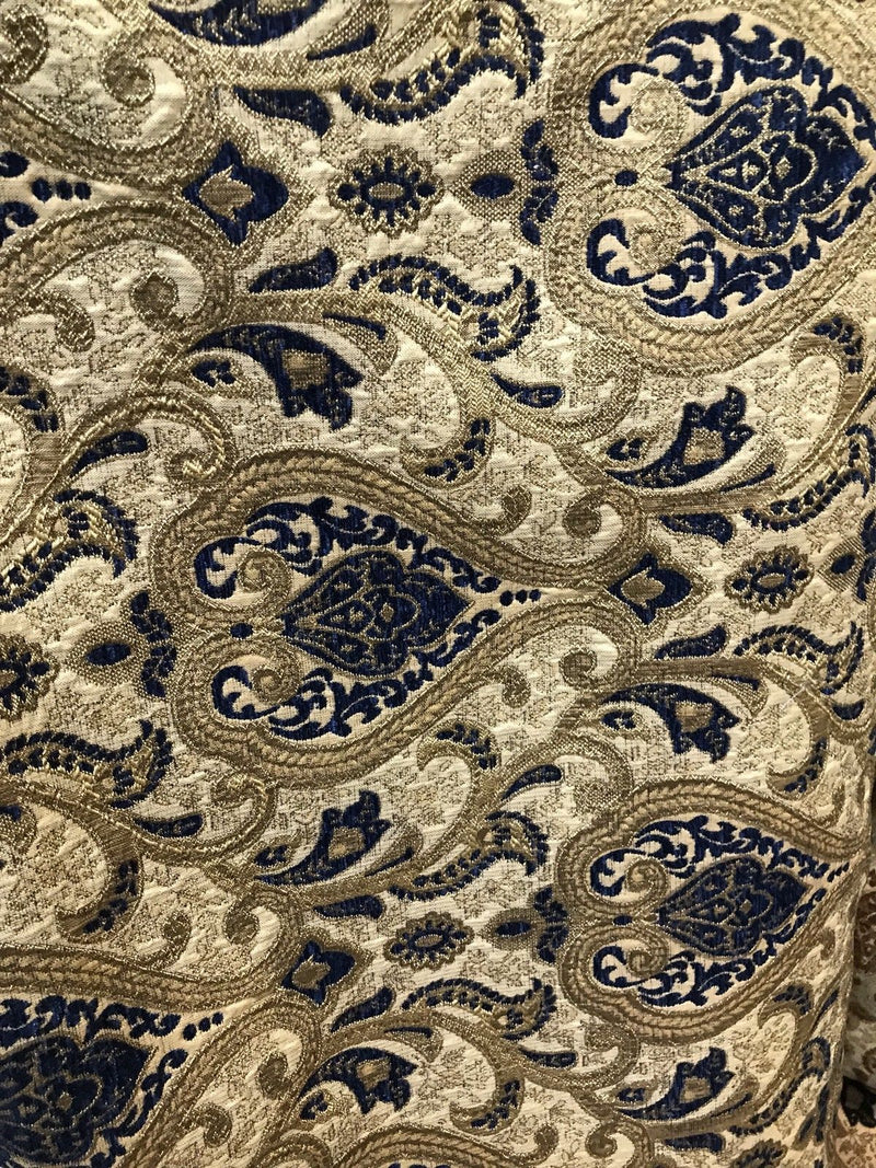 NEW! Antique Inspired French Brocade Chenille Velvet Fabric- Blue Upholstery - Fancy Styles Fabric Pierre Frey Lee Jofa Brunschwig & Fils