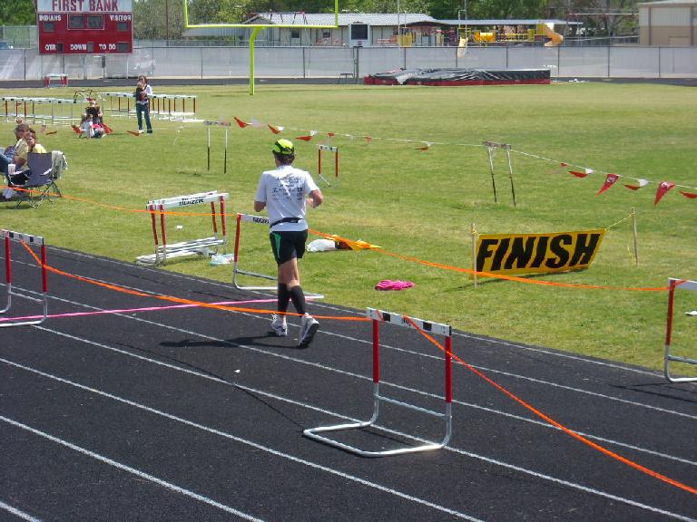 Dan about the cross the finish line.