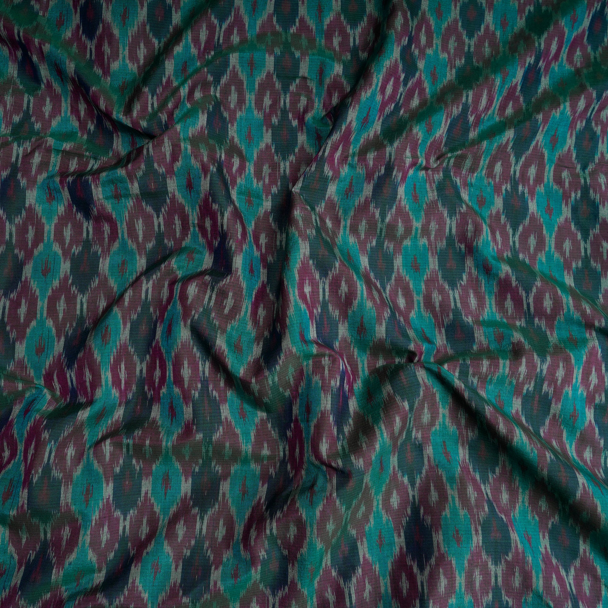 Multi Color Handwoven Pure Silk-Cotton (Sico) Ikat Fabric