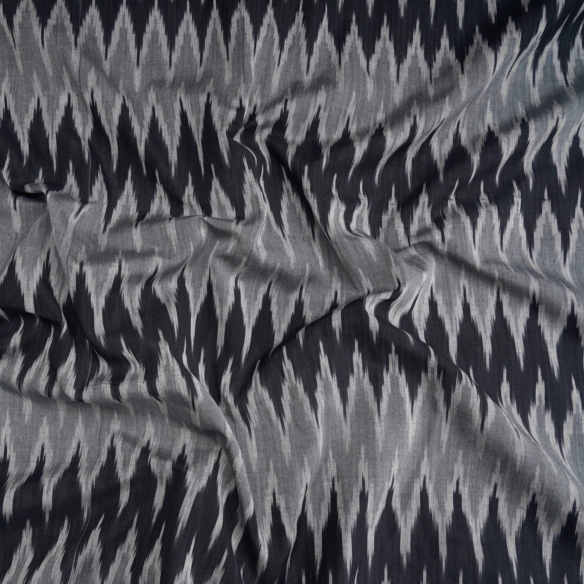 Grey Handwoven Mercerised Cotton Ikat Fabric (44" Width)