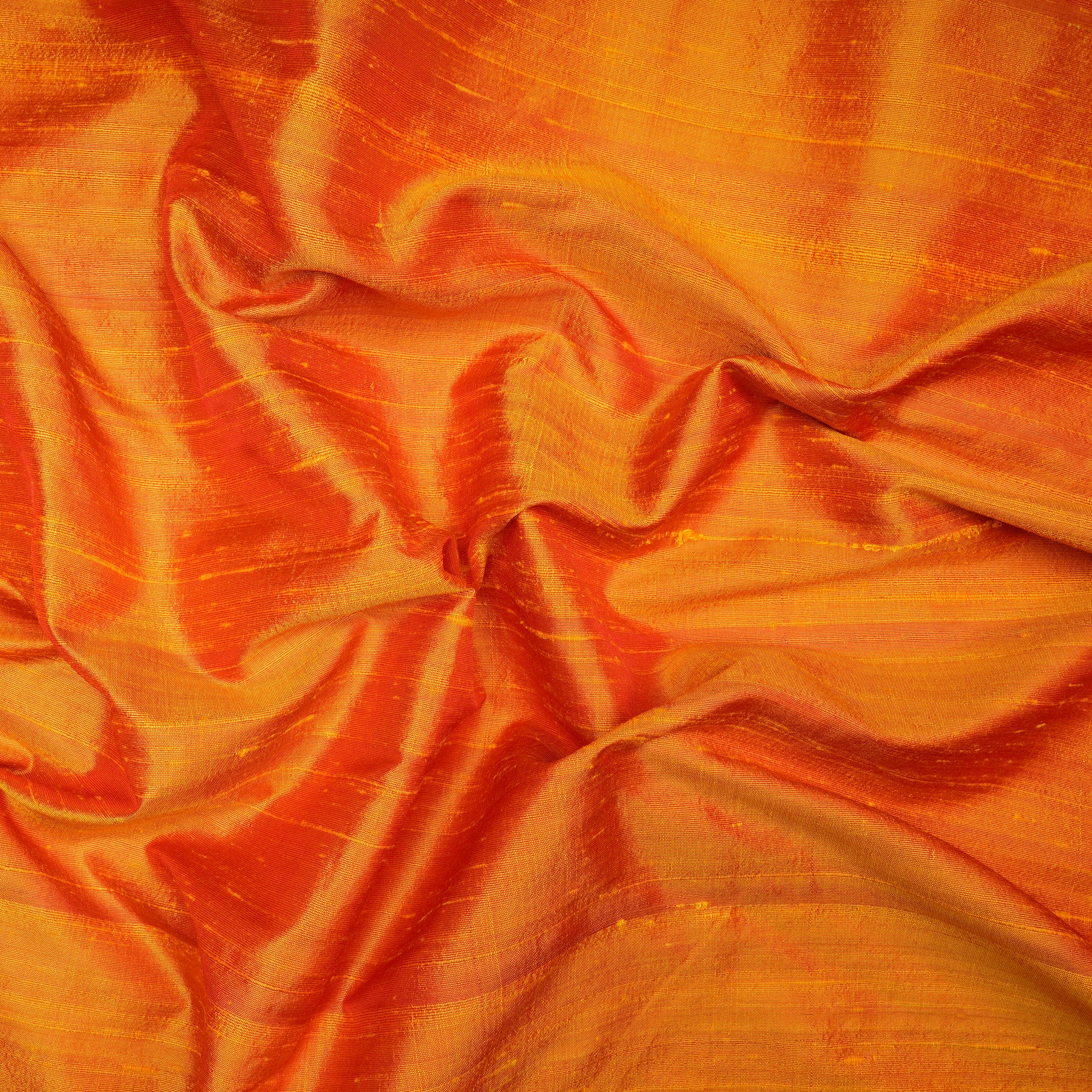 Orange Color Blended Dupion Silk Fabric