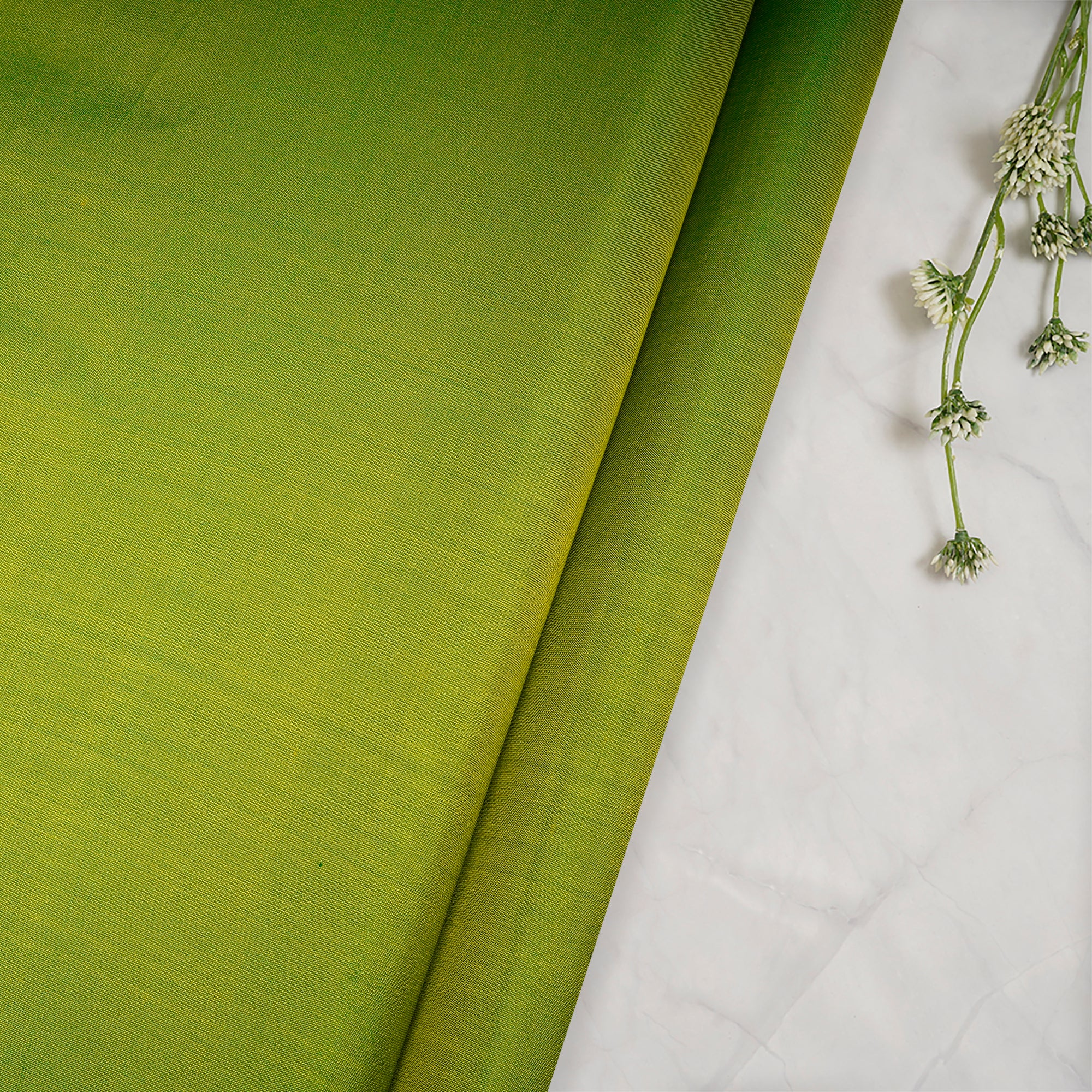 Green Plain Bangalore Silk Fabric