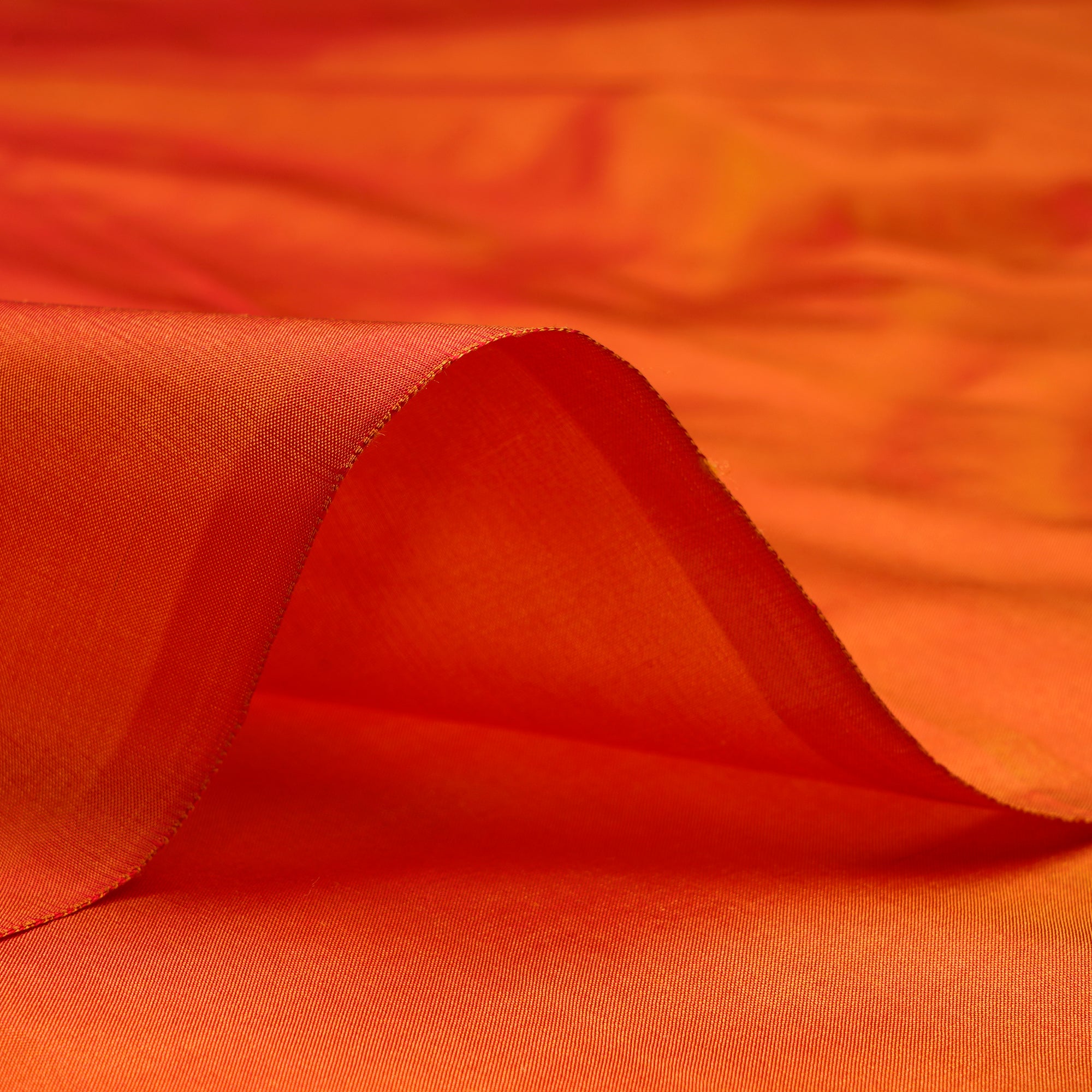 Orange Pepper Dyed Pure Bangalore Silk Fabric