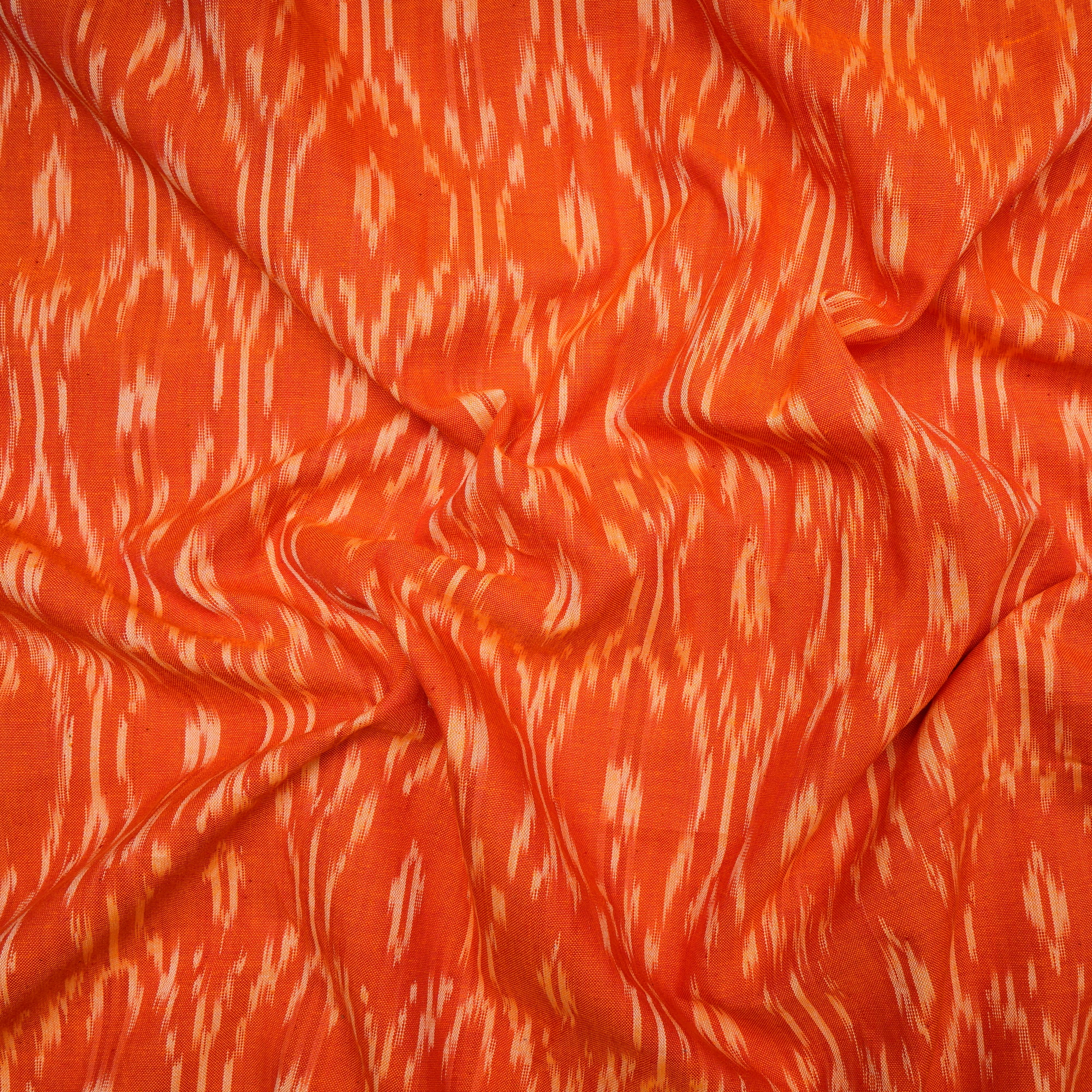 Burn Orange 2/60 Washed Woven Ikat Cotton Fabric