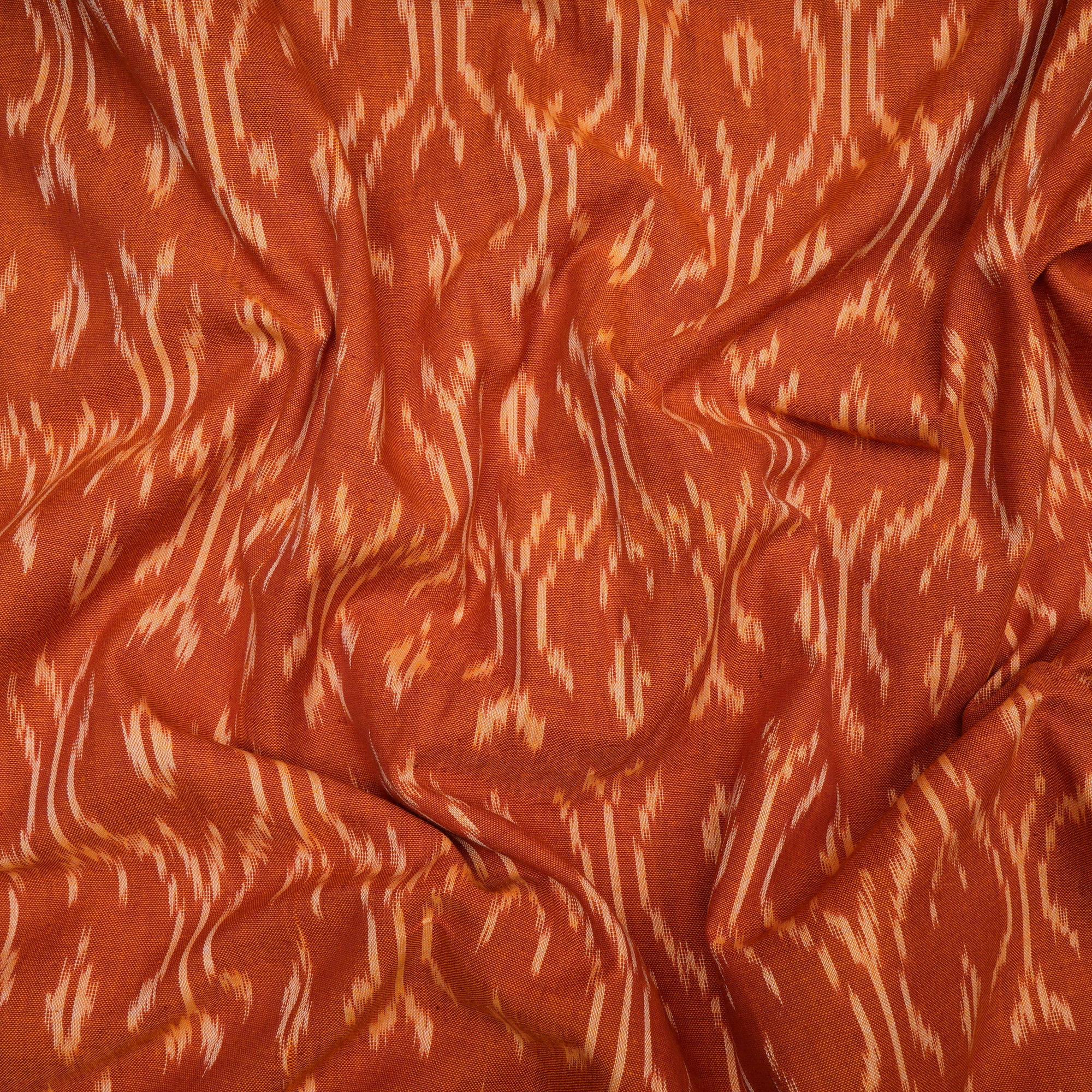 Orange 2/60 Washed Woven Ikat Cotton Fabric