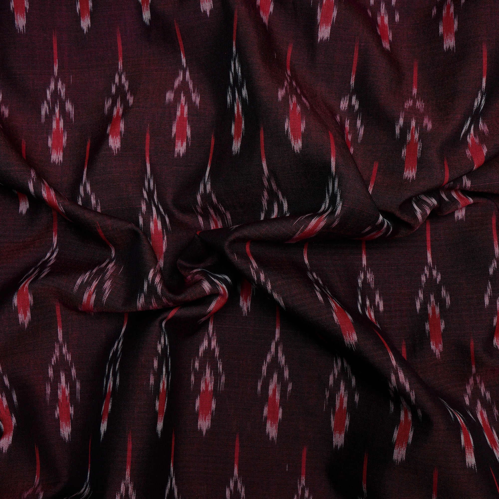 Wine 2/120 Mercerized Washed Woven Ikat Cotton Fabric