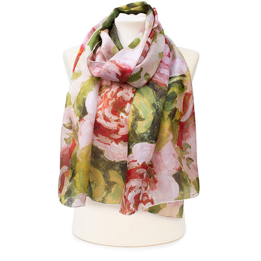 Pissaro Peonies Silk Habotai Scarf - Style 1