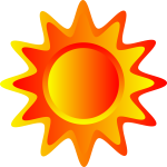 Red, orange and yellow Sun vector drawing