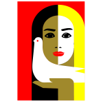 Woman and dove abstract vector illustration