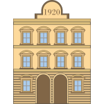 Vector graphics of 1920s neoclassical building