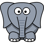 Vector drawing of funny kid cartoon elephant