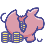 Broken piggy bank