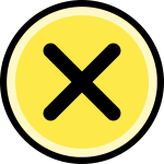 Button - cancel/no, round, yellow