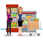 Two women at the supermarket