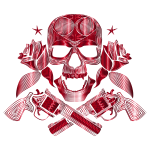 Flowers And Firearms Skull Line Art Crimson No BG