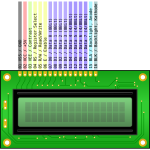 Liquid Cristal Display 16x2, top-connector, pinout