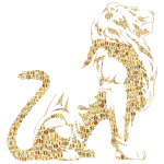 Stylistic Lion Silhouette Circles Gold No BG