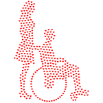 Woman Pushing Man In Wheelchair Silhouette Hearts