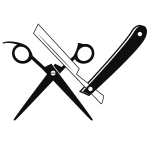 Razor and scissors silhouette