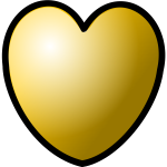 Vector illustration of gold heart with thick line border