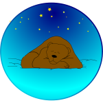 Brown bear sleeping under stars vector clip art