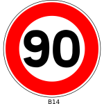 Vector illustration of 90 speed limitation traffic sign