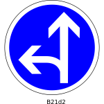 Straight and left direction road sign vector image