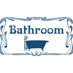 Vector graphics of bathroom blue decorated door sign