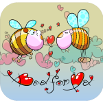 Cartoon bees in love