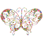 Chromatic tiled flourish butterfly Silhouette