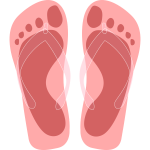 Flip flops with feet imprint vector illustration