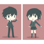 Uniformed boy and girl